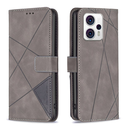 Motorola Moto G13 4G Rhombus Texture Leather Phone Case with Magnetic Buckle and Card Holder