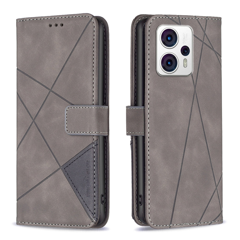 Motorola Moto G23 4G Rhombus Texture Leather Phone Case with Magnetic Buckle and Card Holder