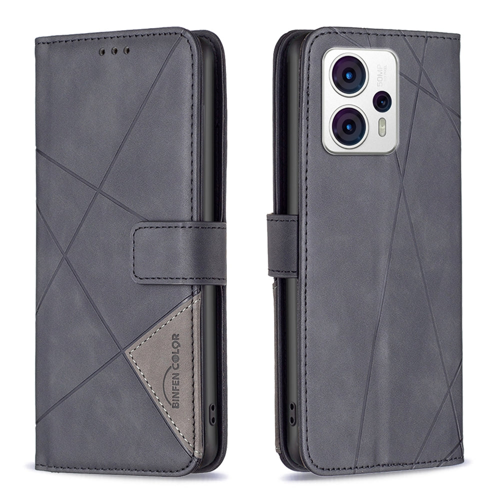 Motorola Moto G13 4G Rhombus Texture Leather Phone Case with Magnetic Buckle and Card Holder