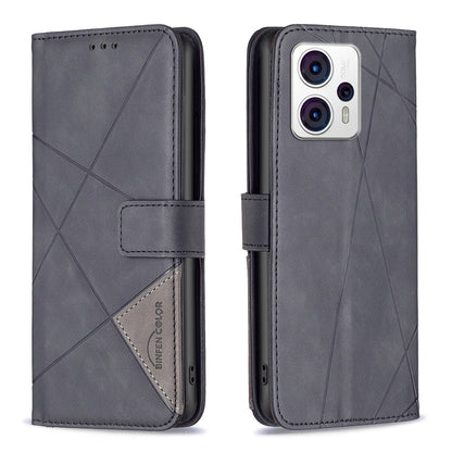 Motorola Moto G53 5G Rhombus Texture Leather Phone Case with Magnetic Buckle and Card Holder