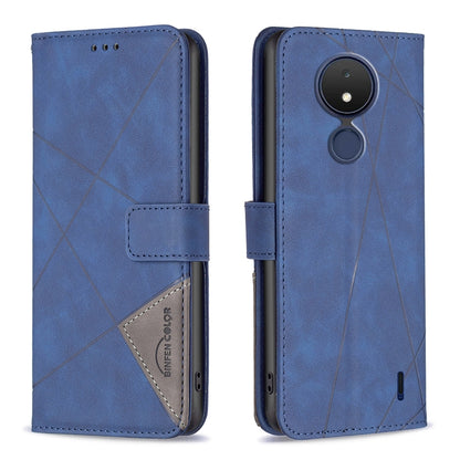 Nokia C21 Rhombus Texture Leather Phone Case with Magnetic Buckle and Card Holder