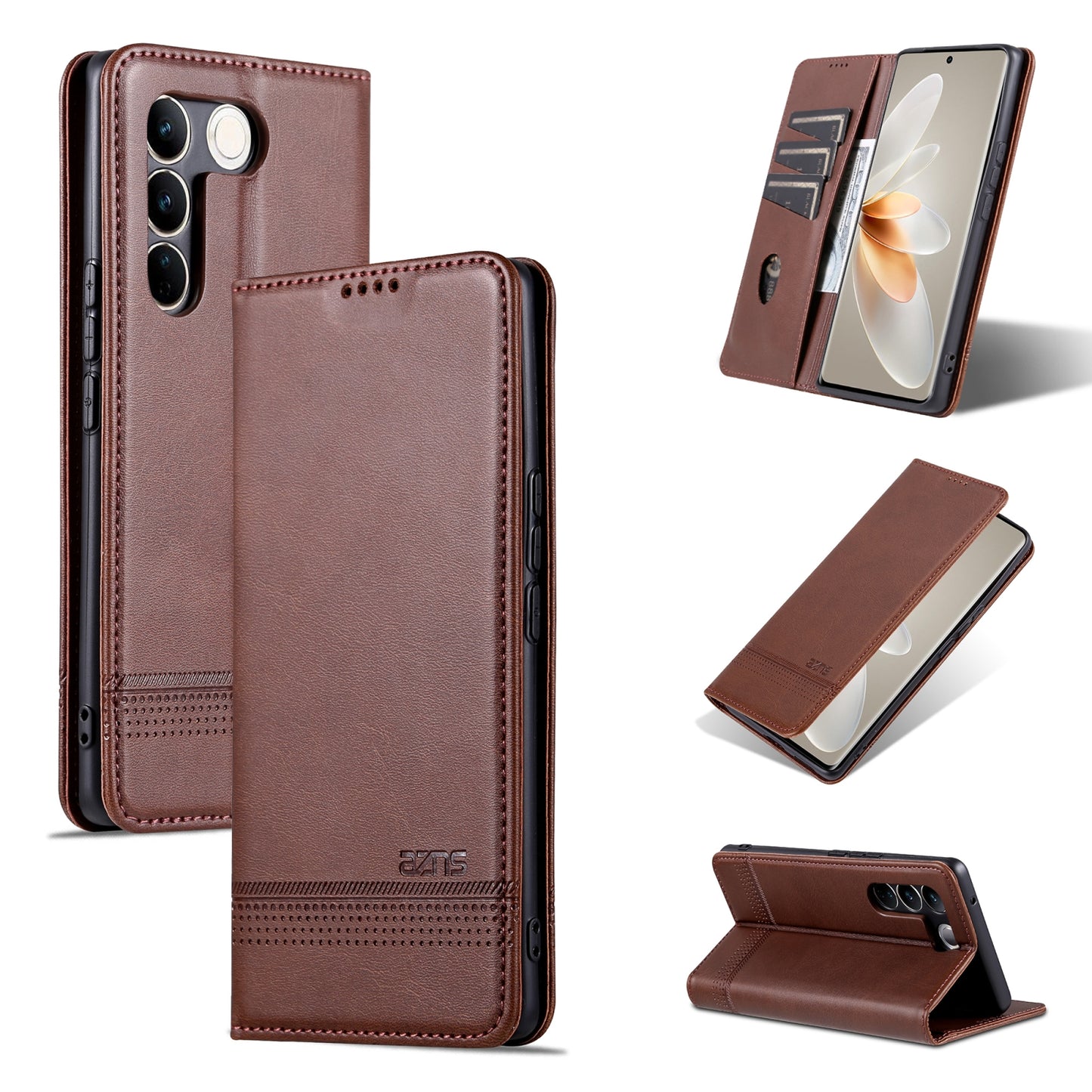 Vivo S16/S16 Pro Leather Wallet Case with Card Holder & Magnetic Closure