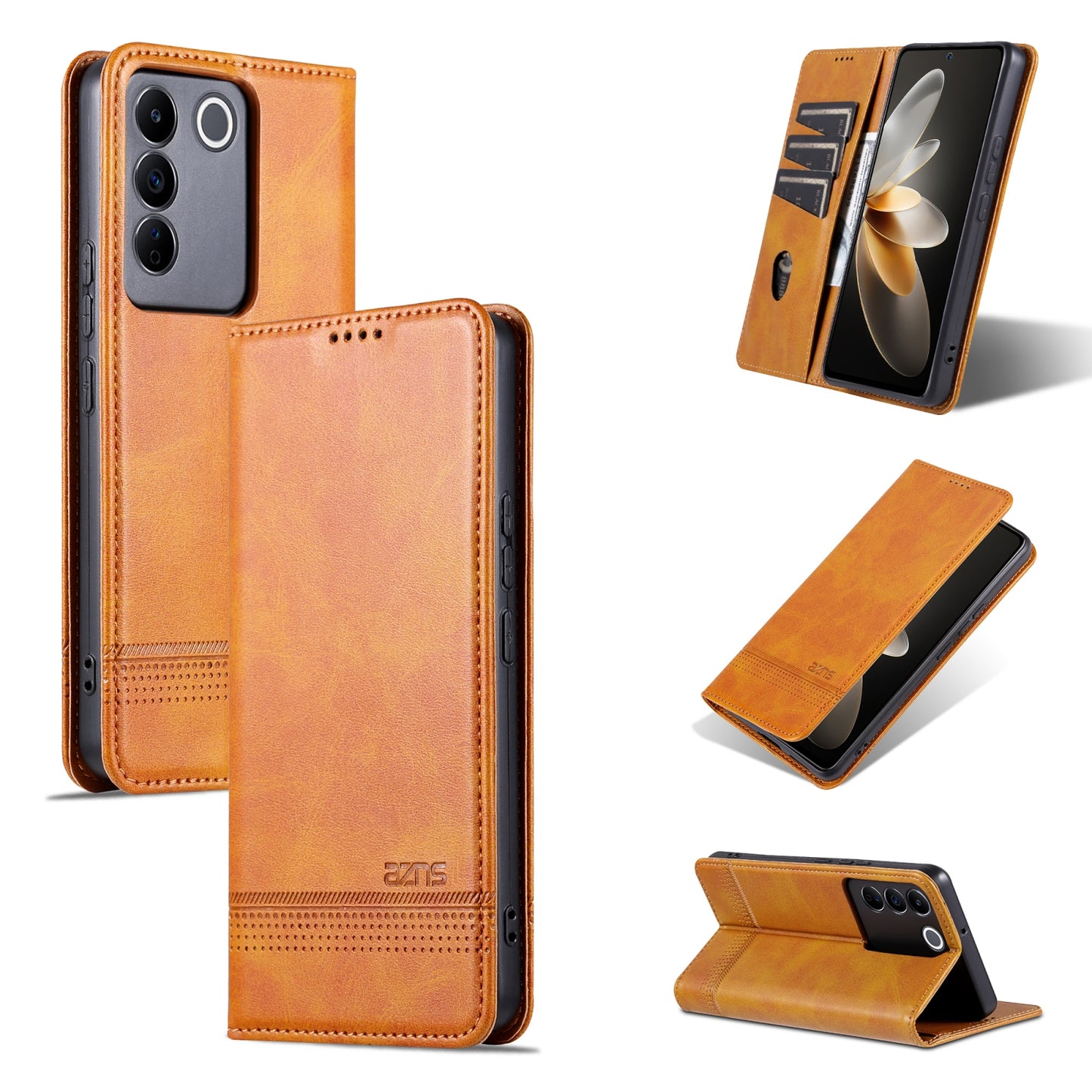 Vivo S16e Leather Wallet Case with Card Holder & Magnetic Closure