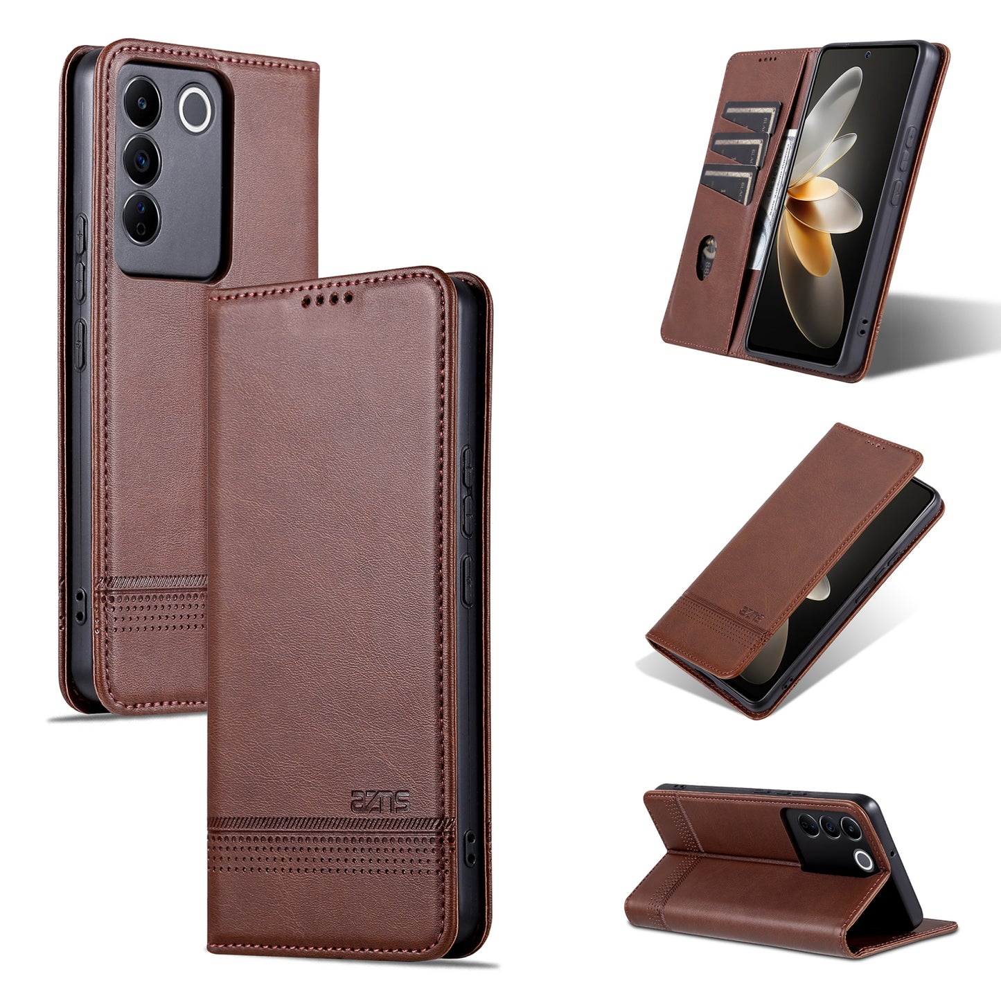 Vivo S16e Leather Wallet Case with Card Holder & Magnetic Closure