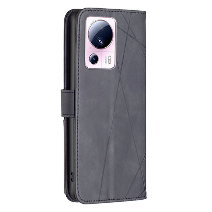 Xiaomi 13 Lite Rhombus Texture Leather Phone Case with Magnetic Buckle and Card Holder