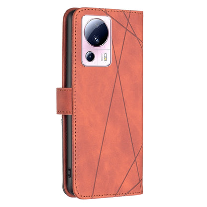 Xiaomi 13 Lite Rhombus Texture Leather Phone Case with Magnetic Buckle and Card Holder