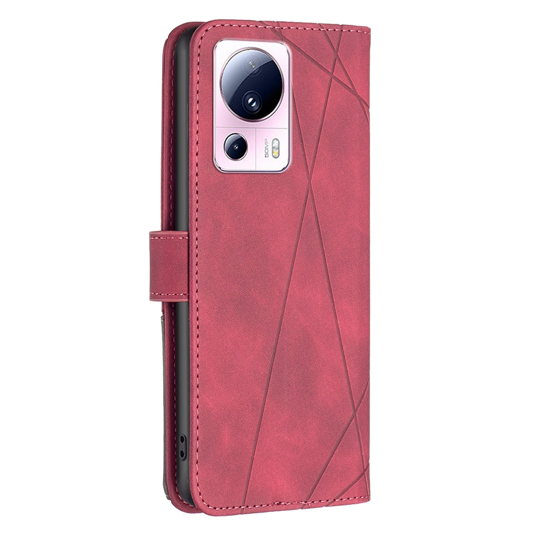 Xiaomi Civi 2 Rhombus Texture Leather Phone Case with Magnetic Buckle and Card Holder