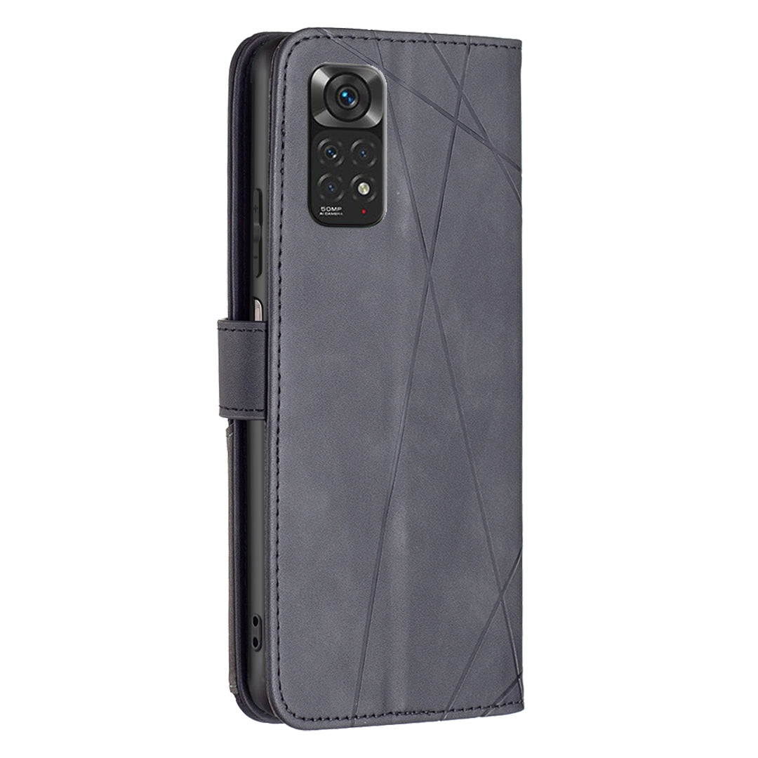 Xiaomi Redmi Note 11 Rhombus Texture Leather Phone Case with Magnetic Buckle and Card Holder