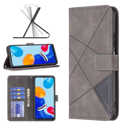 Xiaomi Redmi Note 11 Rhombus Texture Leather Phone Case with Magnetic Buckle and Card Holder