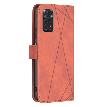 Xiaomi Redmi Note 11 Rhombus Texture Leather Phone Case with Magnetic Buckle and Card Holder