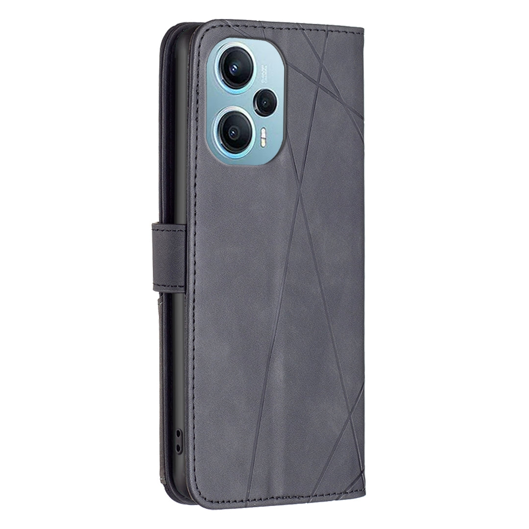 Xiaomi Redmi Note 12 Turbo Rhombus Texture Leather Phone Case with Magnetic Buckle and Card Holder