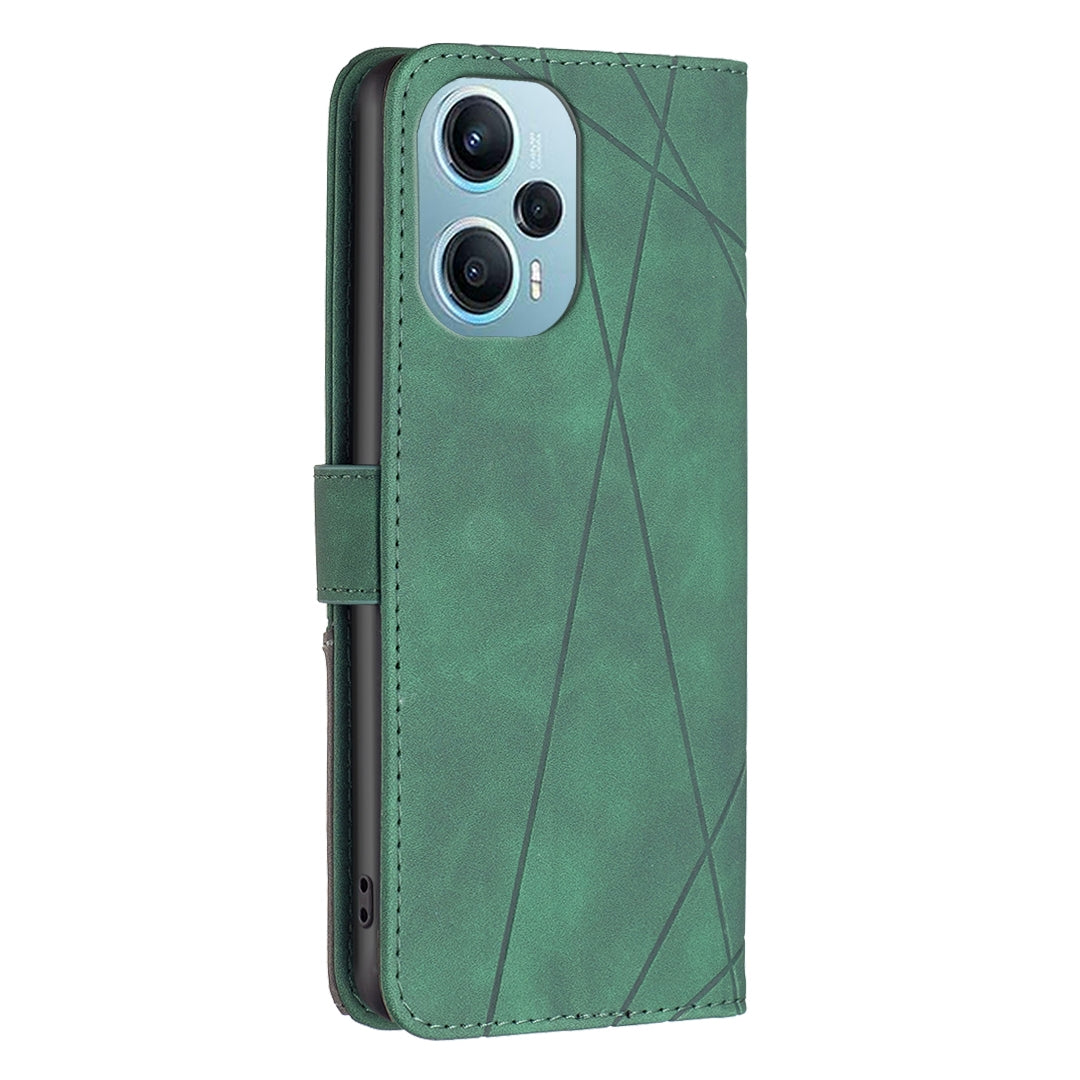 Xiaomi Redmi Note 12 Turbo Rhombus Texture Leather Phone Case with Magnetic Buckle and Card Holder