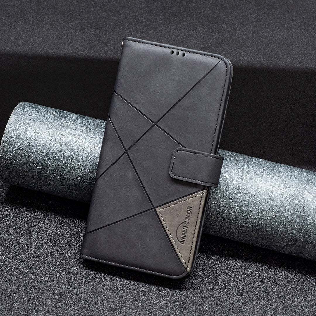 Xiaomi Redmi 12 4G Rhombus Texture Leather Phone Case with Magnetic Buckle and Card Holder