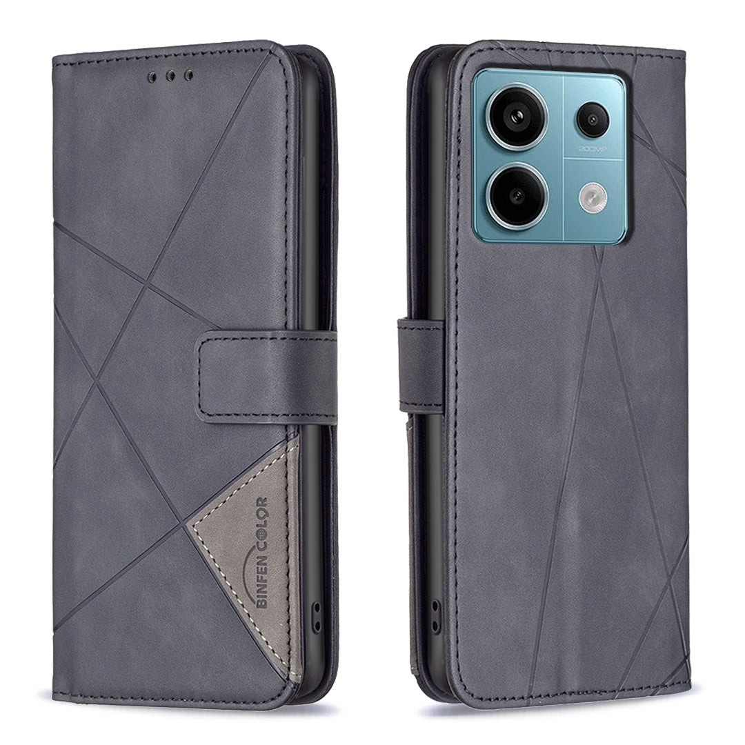 Xiaomi Redmi Note 13 Pro 5G Rhombus Texture Leather Phone Case with Magnetic Buckle and Card Holder