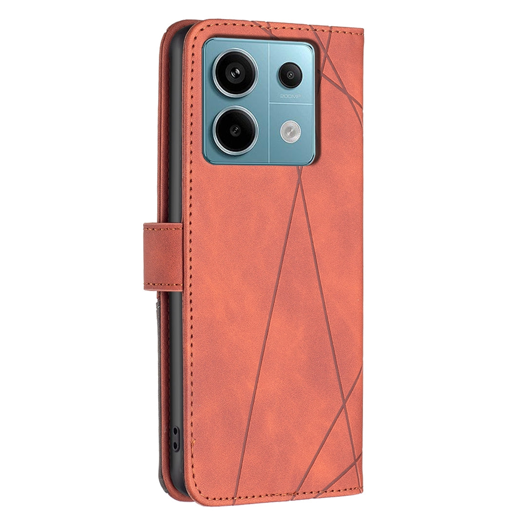 Xiaomi Redmi Note 13 Pro 5G Rhombus Texture Leather Phone Case with Magnetic Buckle and Card Holder