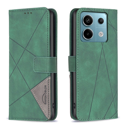 Xiaomi Redmi Note 13 Pro 5G Rhombus Texture Leather Phone Case with Magnetic Buckle and Card Holder