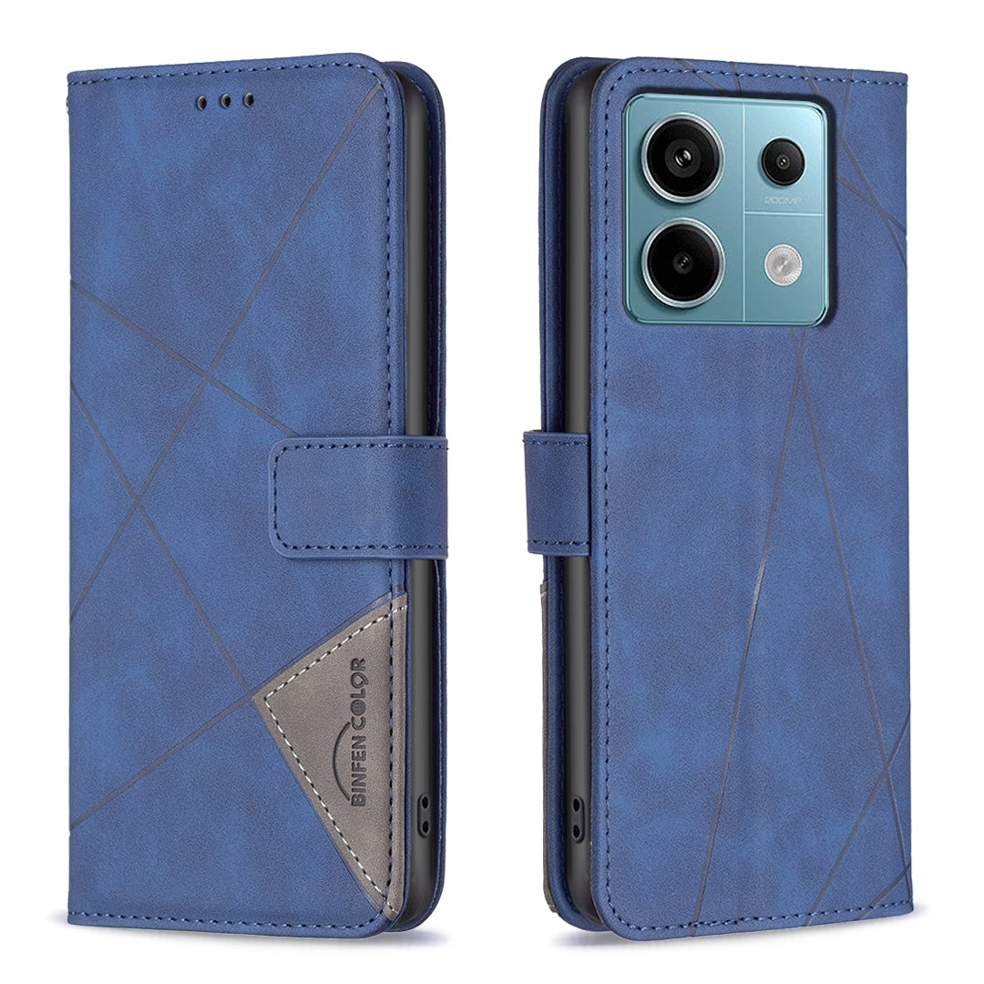 Xiaomi Redmi Note 13 Pro 5G Rhombus Texture Leather Phone Case with Magnetic Buckle and Card Holder