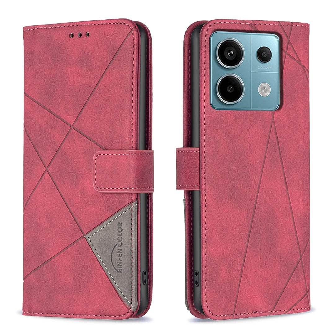 Xiaomi Redmi Note 13 Pro 5G Rhombus Texture Leather Phone Case with Magnetic Buckle and Card Holder