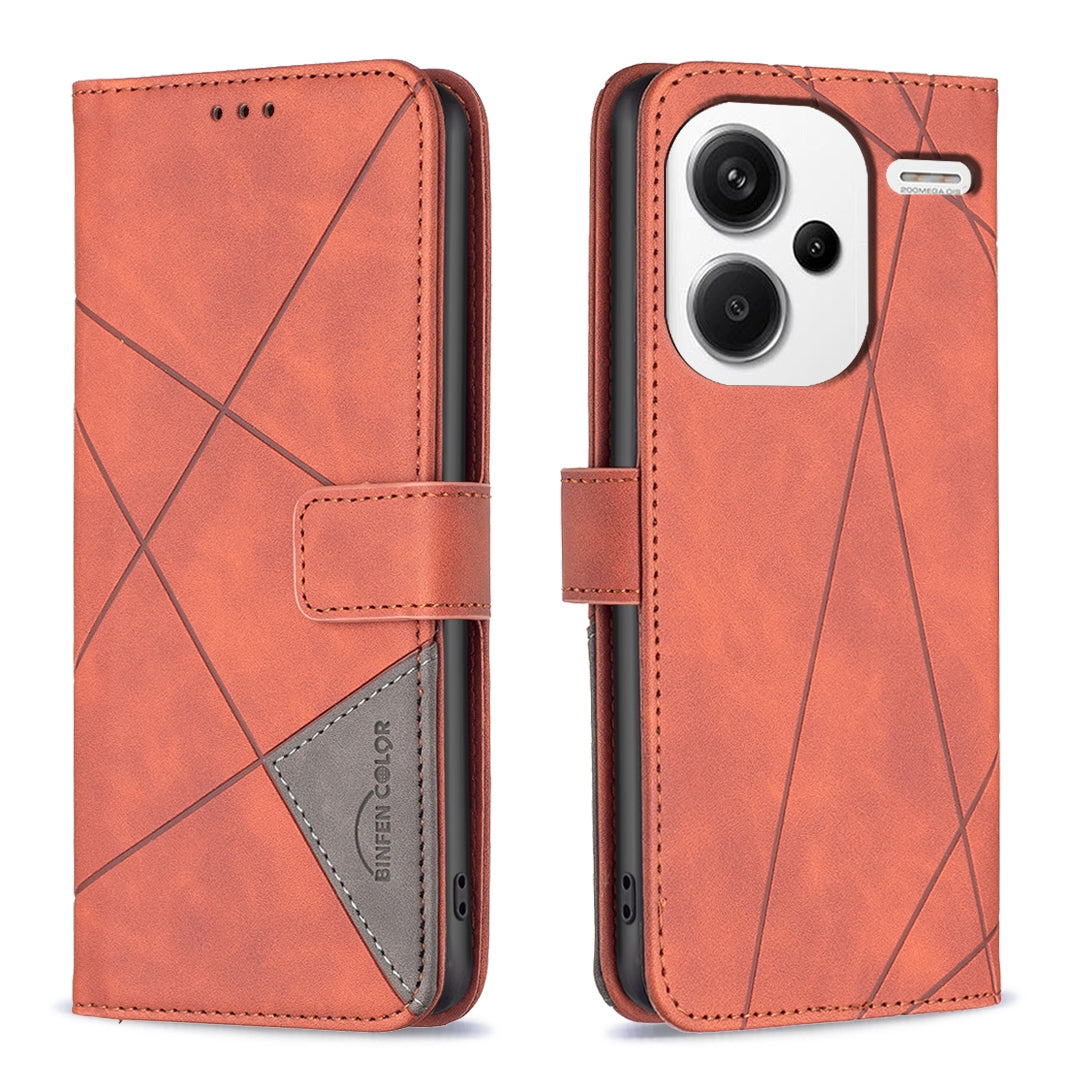 Xiaomi Redmi Note 13 Pro+ 5G Rhombus Texture Leather Phone Case with Magnetic Buckle and Card Holder