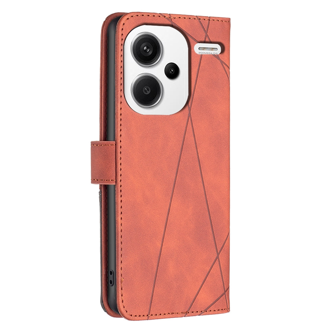 Xiaomi Redmi Note 13 Pro+ 5G Rhombus Texture Leather Phone Case with Magnetic Buckle and Card Holder