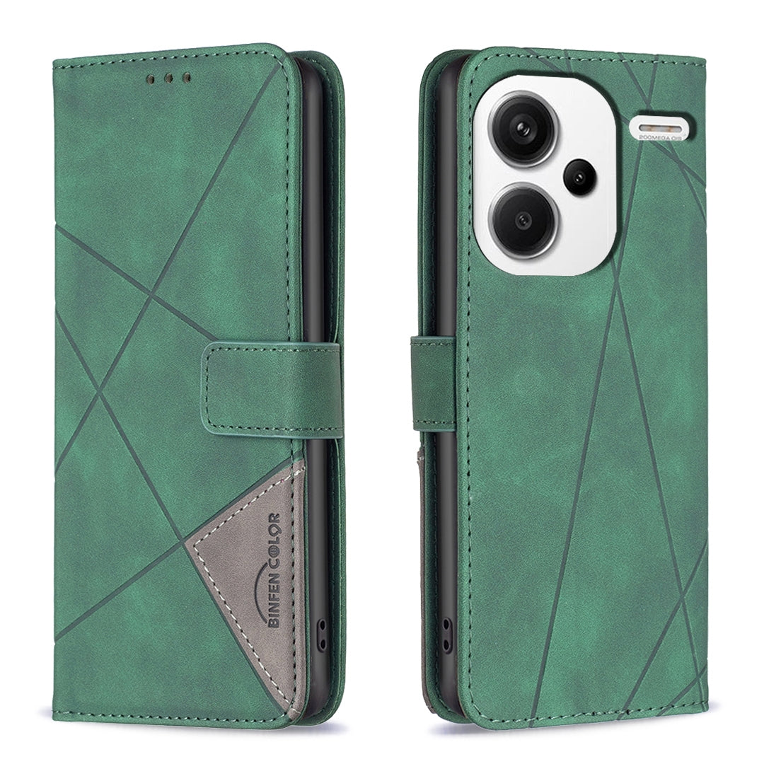 Xiaomi Redmi Note 13 Pro+ 5G Rhombus Texture Leather Phone Case with Magnetic Buckle and Card Holder