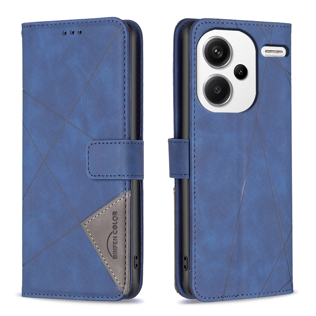 Xiaomi Redmi Note 13 Pro+ 5G Rhombus Texture Leather Phone Case with Magnetic Buckle and Card Holder