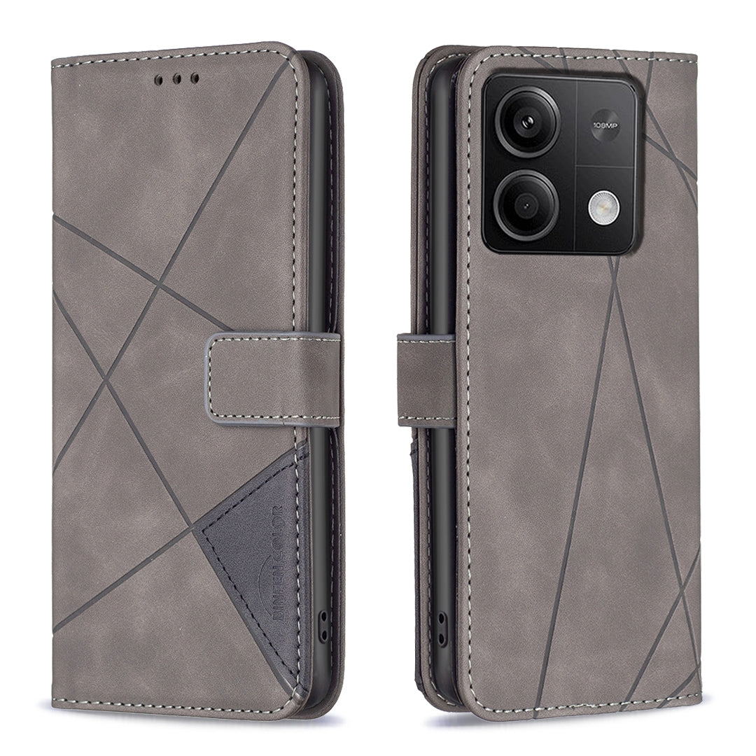 Xiaomi Redmi Note 13 Rhombus Texture Leather Phone Case with Magnetic Buckle and Card Holder