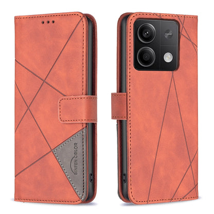 Xiaomi Redmi Note 13 Rhombus Texture Leather Phone Case with Magnetic Buckle and Card Holder