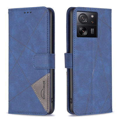 Xiaomi 13T Rhombus Texture Leather Phone Case with Magnetic Buckle and Card Holder