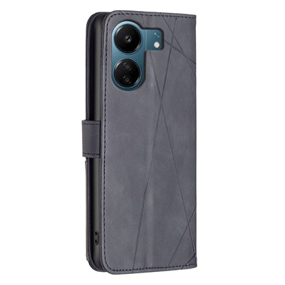 Xiaomi Redmi 13C Rhombus Texture Leather Phone Case with Magnetic Buckle and Card Holder