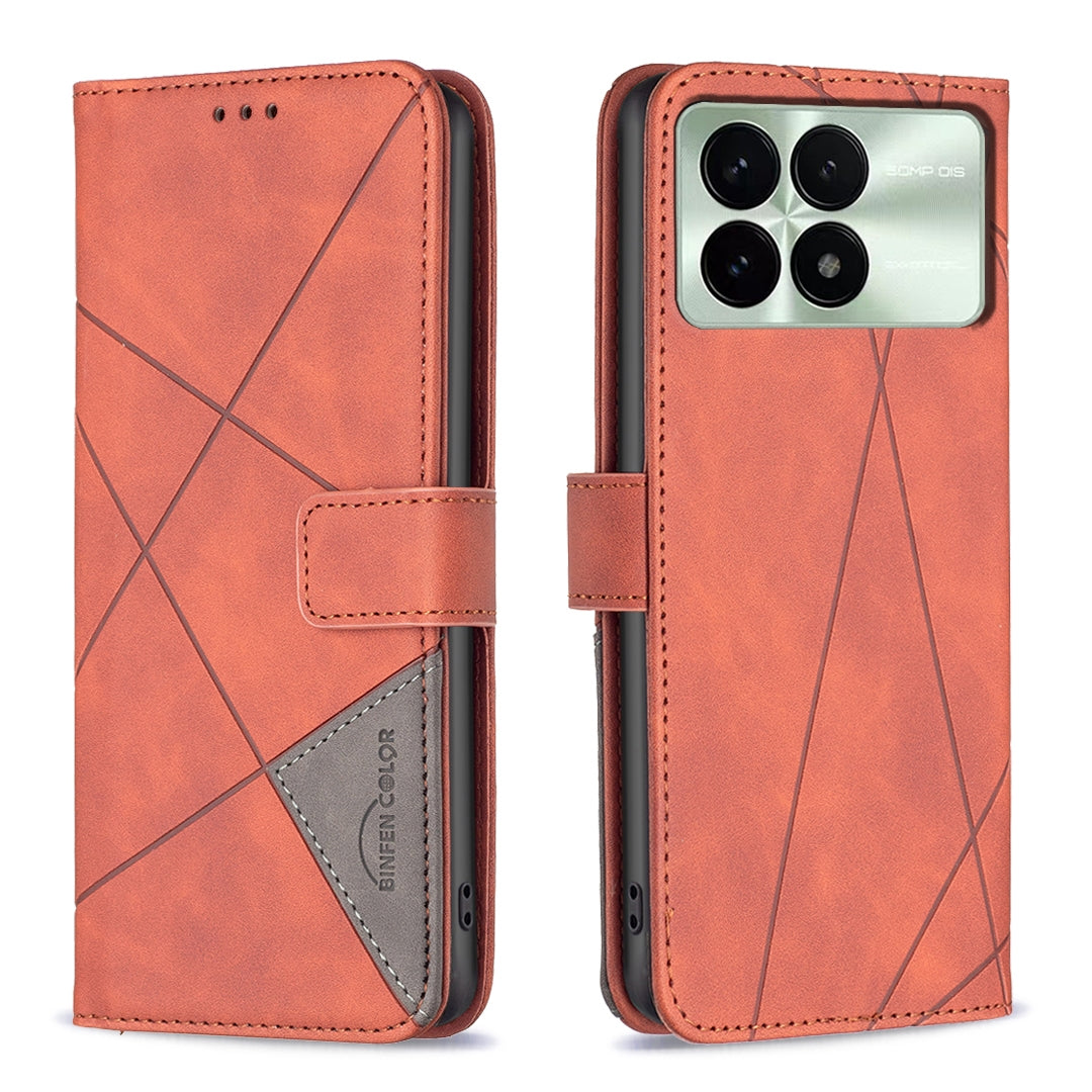 Xiaomi Redmi K70 Rhombus Texture Leather Phone Case with Magnetic Buckle and Card Holder