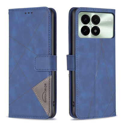 Xiaomi Redmi K70 Rhombus Texture Leather Phone Case with Magnetic Buckle and Card Holder