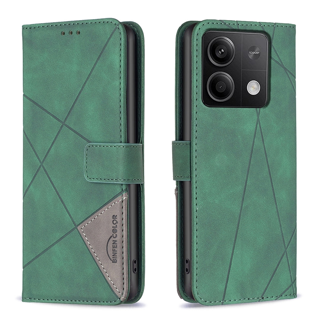 Xiaomi Redmi Note 13 4G Global Rhombus Texture Leather Phone Case with Magnetic Buckle and Card Holder