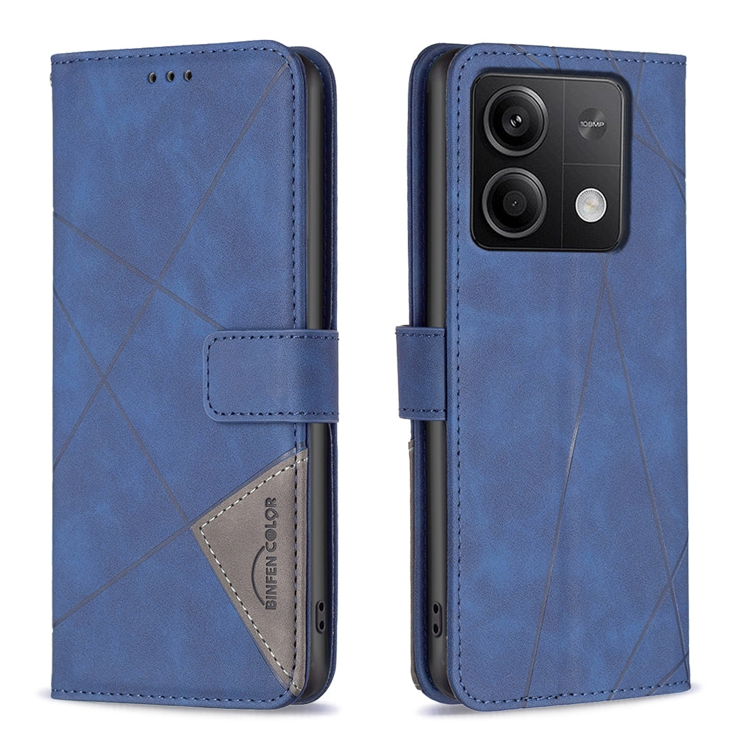 Xiaomi Redmi Note 13 4G Global Rhombus Texture Leather Phone Case with Magnetic Buckle and Card Holder