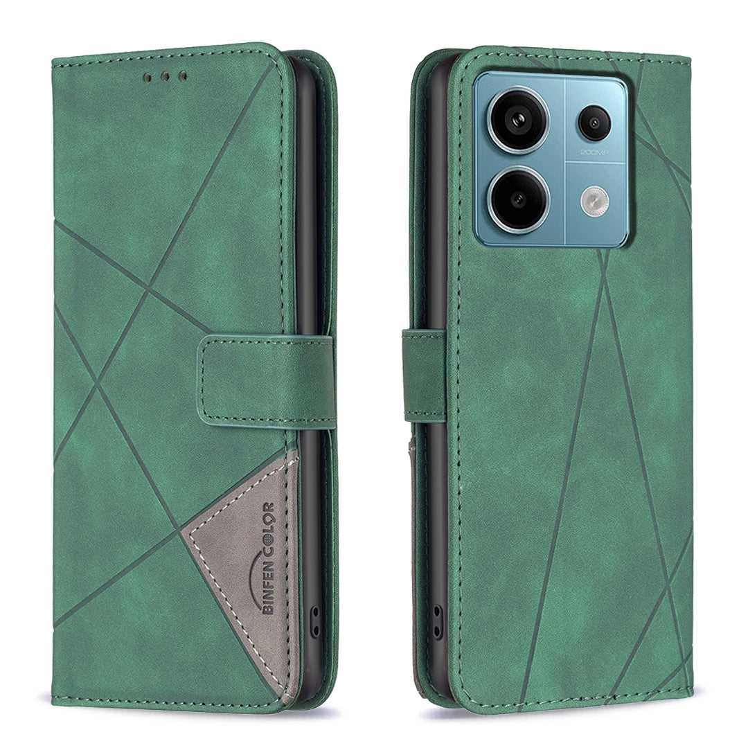 Xiaomi Redmi Note 13 Pro 4G Global Rhombus Texture Leather Phone Case with Magnetic Buckle and Card Holder