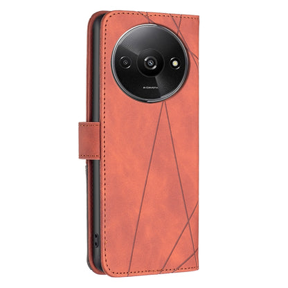 Xiaomi Redmi A3 Rhombus Texture Leather Phone Case with Magnetic Buckle and Card Holder