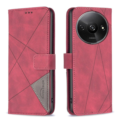 Xiaomi Redmi A3 Rhombus Texture Leather Phone Case with Magnetic Buckle and Card Holder