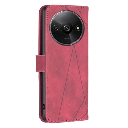 Xiaomi Redmi A3 Rhombus Texture Leather Phone Case with Magnetic Buckle and Card Holder