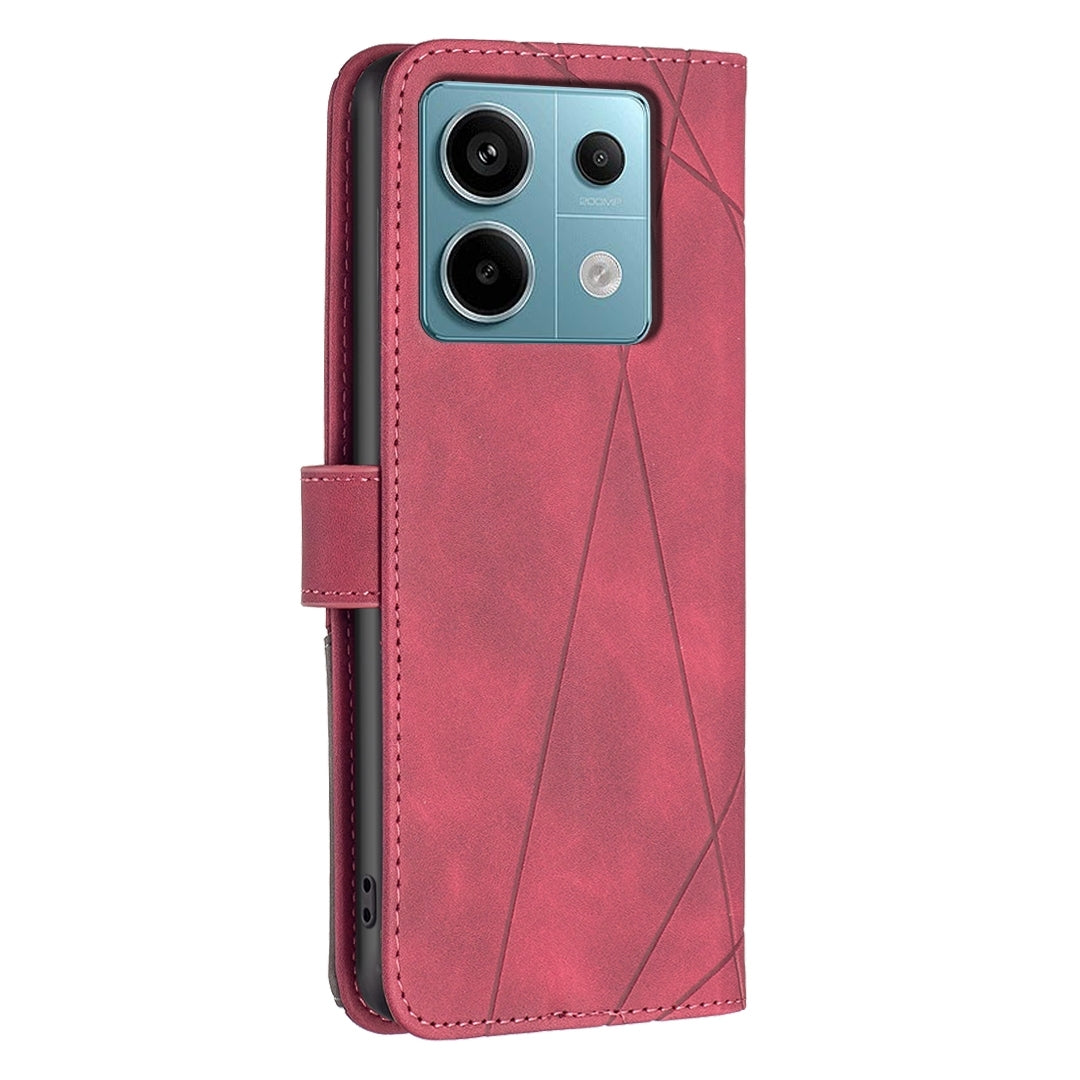 Xiaomi Poco M6 Pro 4G Rhombus Texture Leather Phone Case with Magnetic Buckle and Card Holder