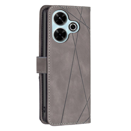 Xiaomi Poco M6 4G Rhombus Texture Leather Phone Case with Magnetic Buckle and Card Holder