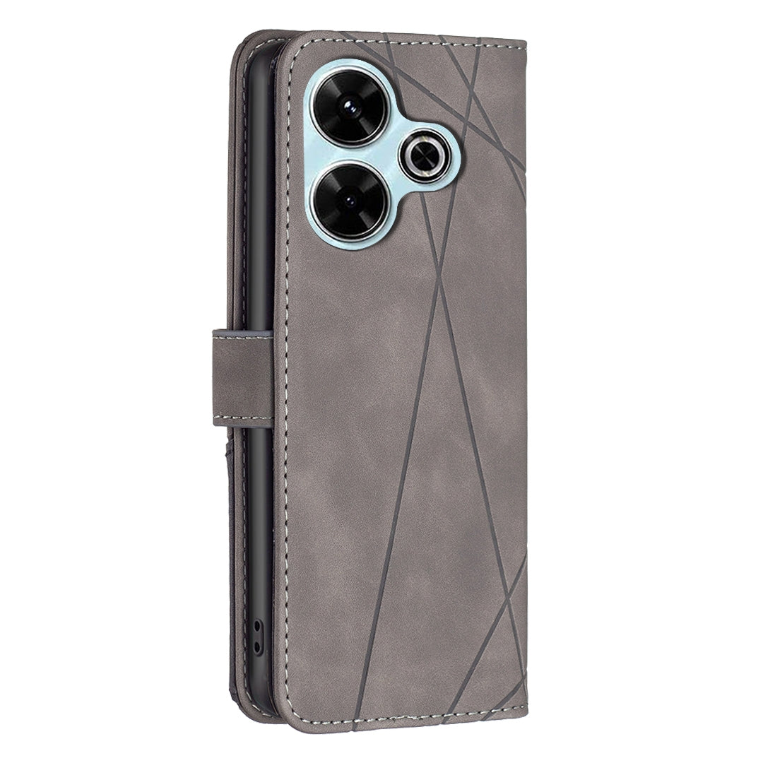 Xiaomi Redmi 13 4G Rhombus Texture Leather Phone Case with Magnetic Buckle and Card Holder