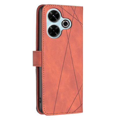 Xiaomi Poco M6 4G Rhombus Texture Leather Phone Case with Magnetic Buckle and Card Holder