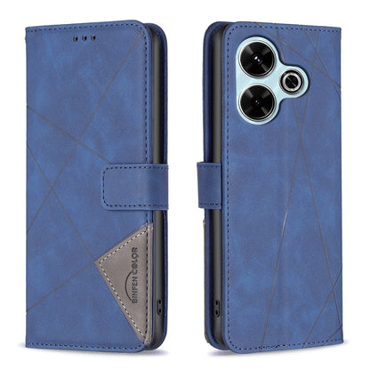 Xiaomi Poco M6 4G Rhombus Texture Leather Phone Case with Magnetic Buckle and Card Holder