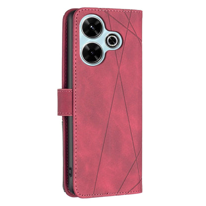 Xiaomi Poco M6 4G Rhombus Texture Leather Phone Case with Magnetic Buckle and Card Holder