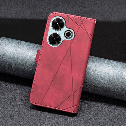 Xiaomi Poco M6 4G Rhombus Texture Leather Phone Case with Magnetic Buckle and Card Holder