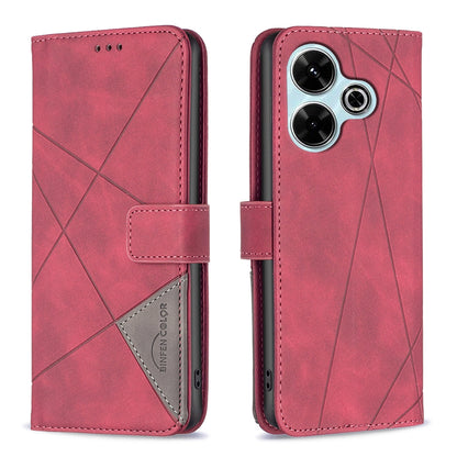 Xiaomi Redmi 13 4G Rhombus Texture Leather Phone Case with Magnetic Buckle and Card Holder