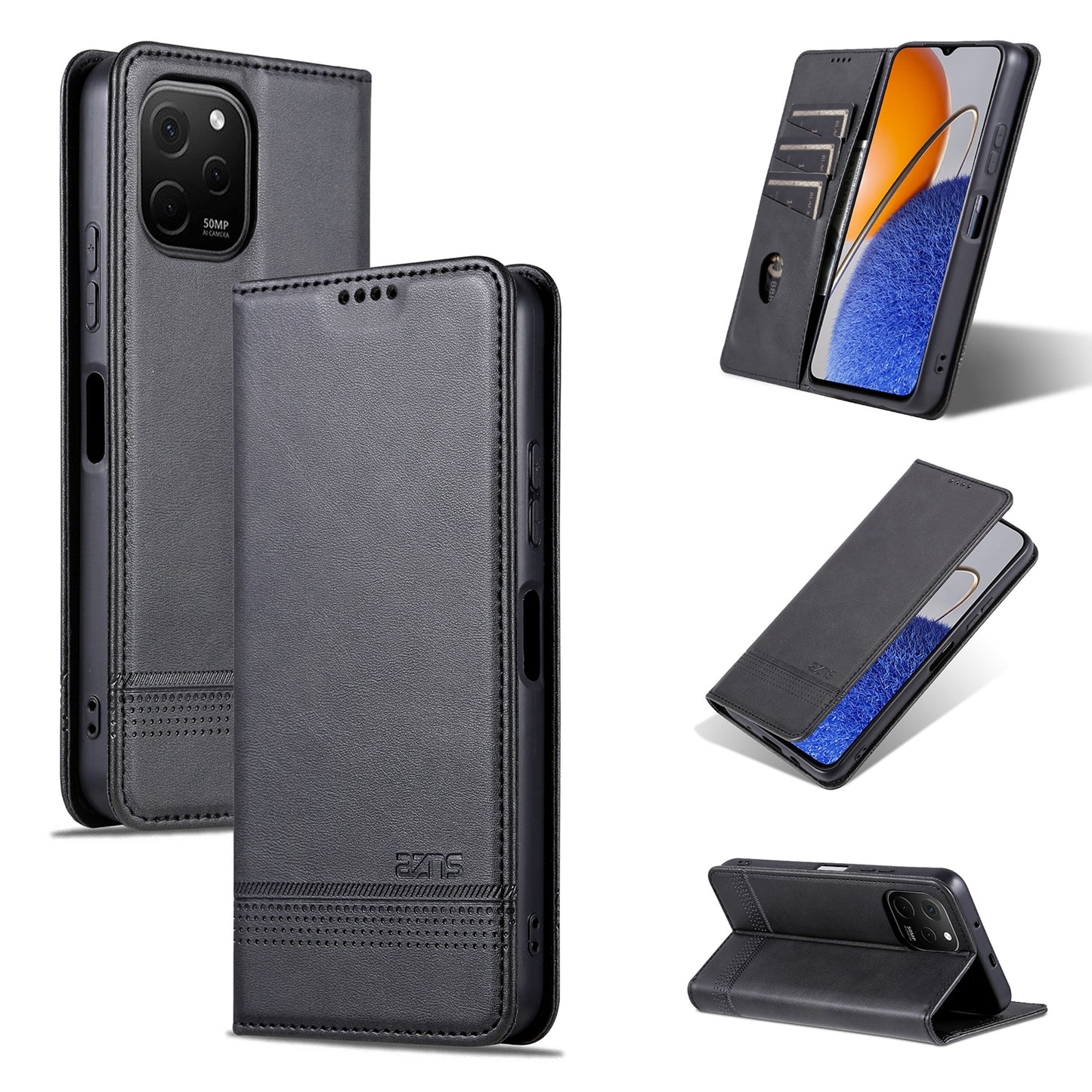 Huawei Nova Y61 Leather Wallet Case with Card Holder & Magnetic Closure