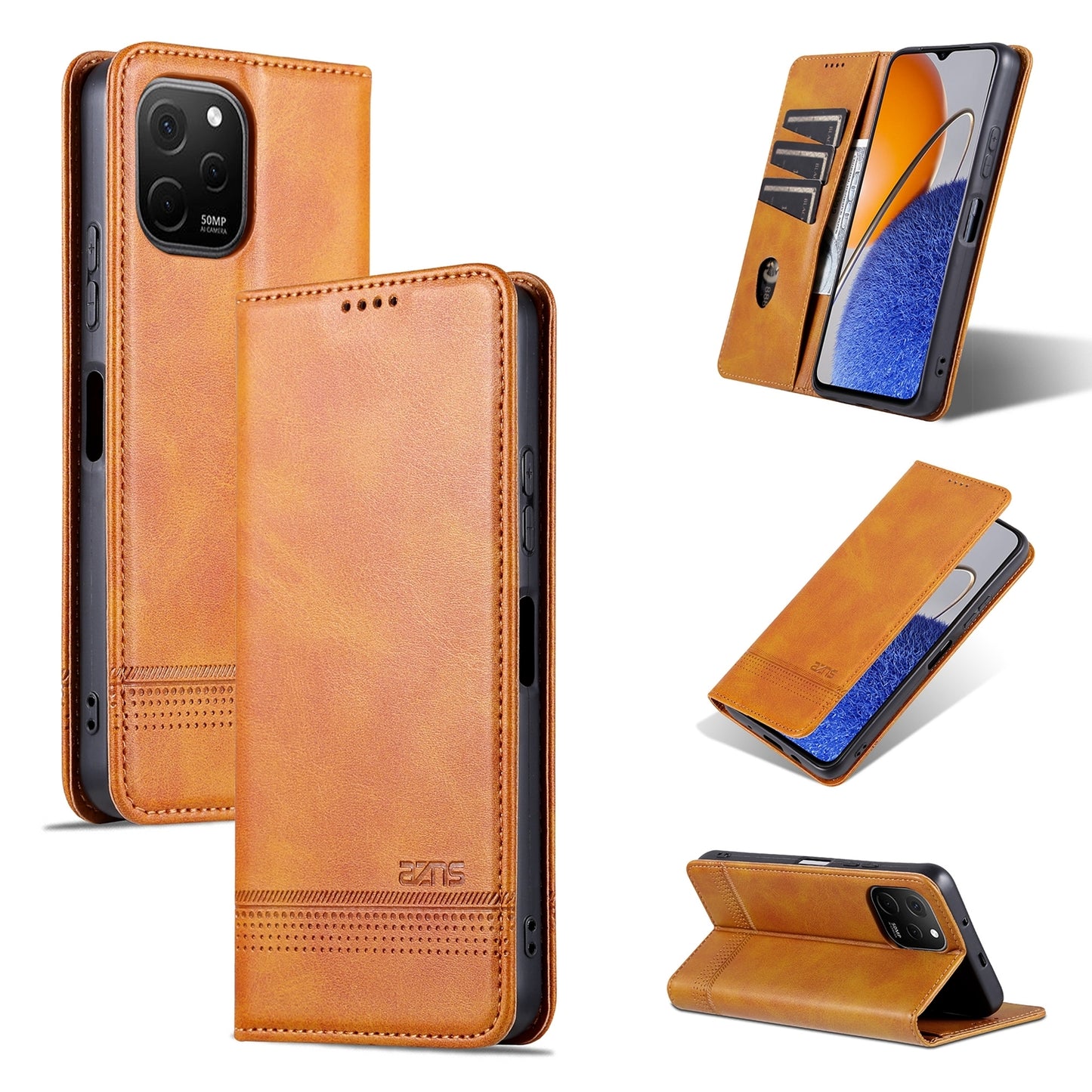 Huawei Nova Y61 Leather Wallet Case with Card Holder & Magnetic Closure