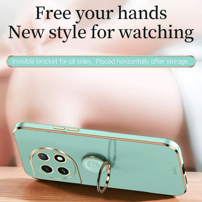 OnePlus Ace 2 Tough TPU Phone Case with 6D Electroplate, Straight Edge Design, and Comfortable Ring Holder