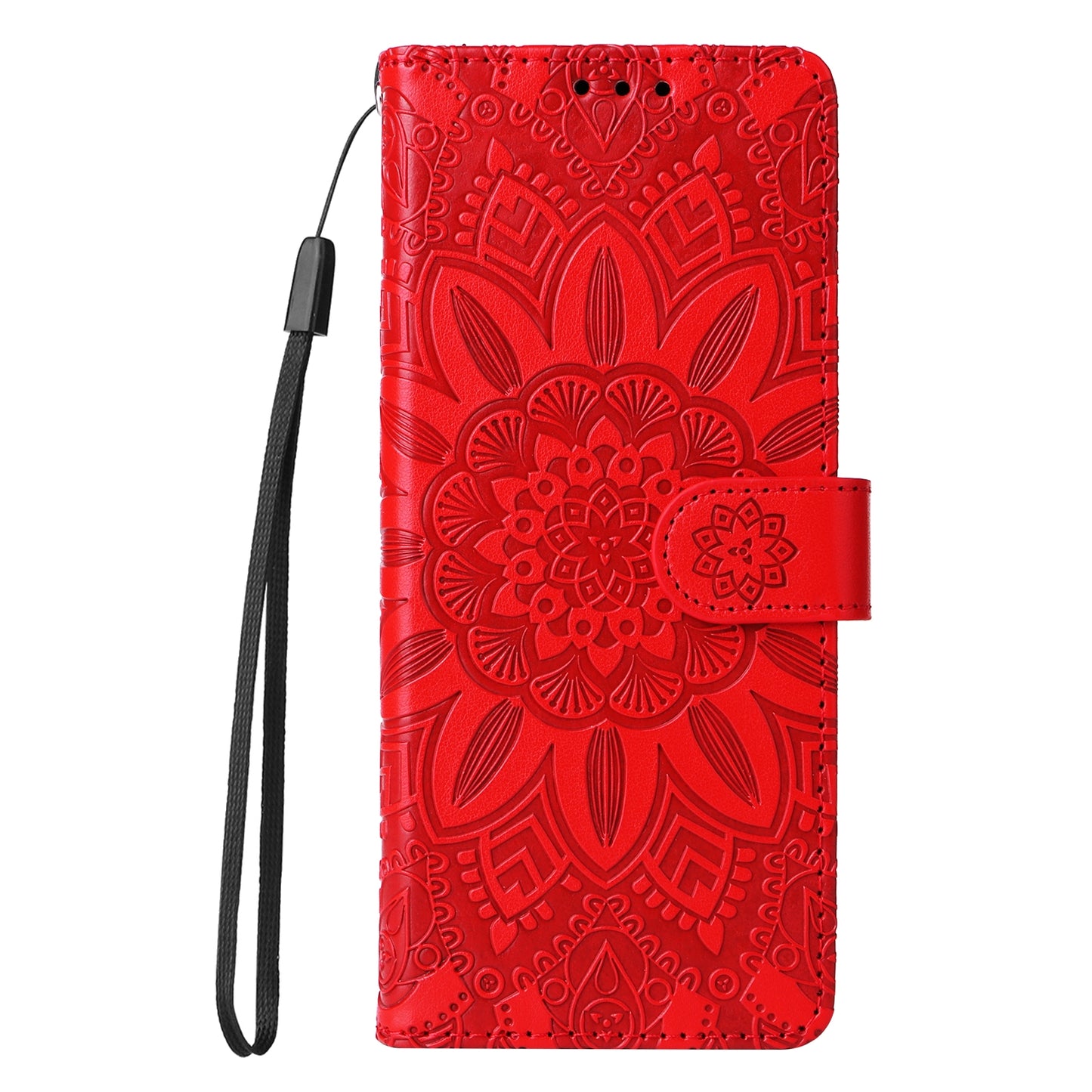 Samsung Galaxy Z Fold3 5G Sunflower Embossed Leather Wallet Phone Case with Kickstand and Card Holder